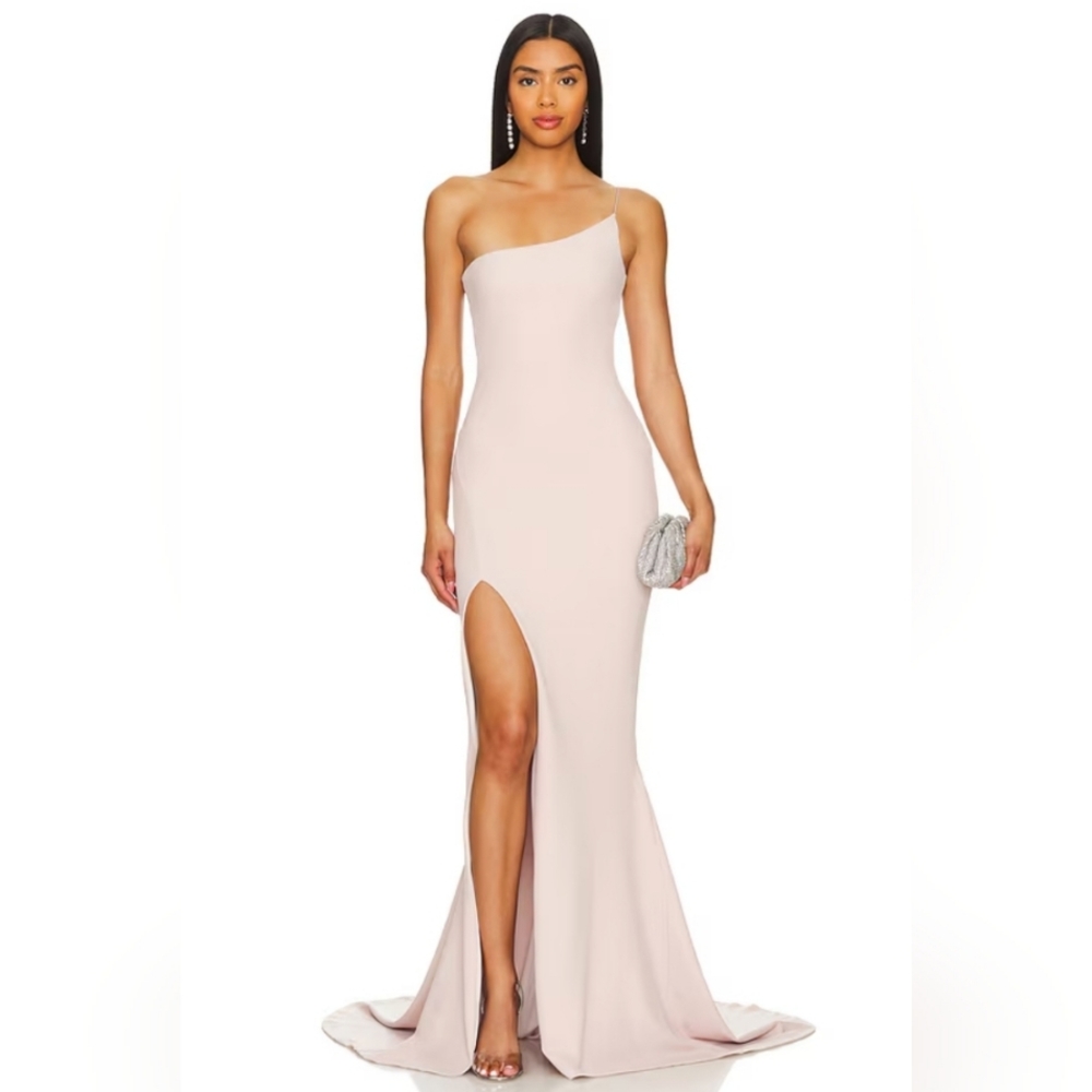 Revolve Nookie "Jasmine" One Shoulder Nude Blush Gown Size Medium